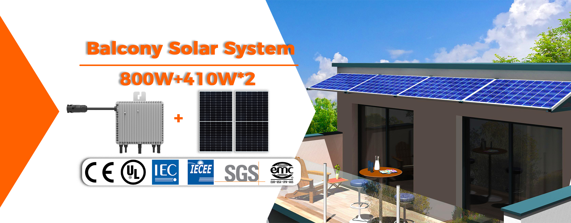 Sistema solar para balcón, panel solar, microinversor