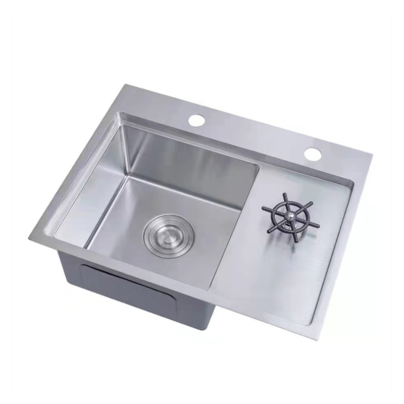 Modern 304 Stainless Steel Handmade Disikat Sink Pawon Didhelikake karo Cup Rinser
