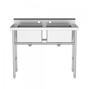 Hot Sales Utility Free-standing Handmade Stainless Steel Commercial Sink With Double Bowls