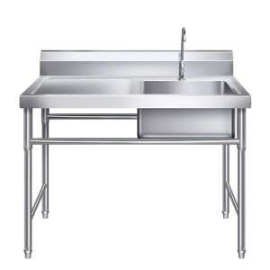 Sink Kummerċjali Integrat Multifunzjonali Stainless Steel Prep Kummerċjali tal-kċina & SUS304 Sink ta 'Utilità bi Drainboard - Skutella