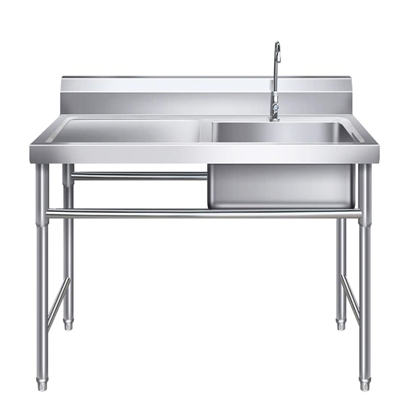 Lavabo cumerciale multifunzionale integratu in acciaio inossidabile Preparazione di cucina cummirciali è SUS304 Lavellu d'utilità cù Drainboard - Bowl