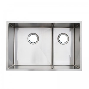 Nako-customize na Bridgeless Handmade Double Bowls Stainless Steel Sink