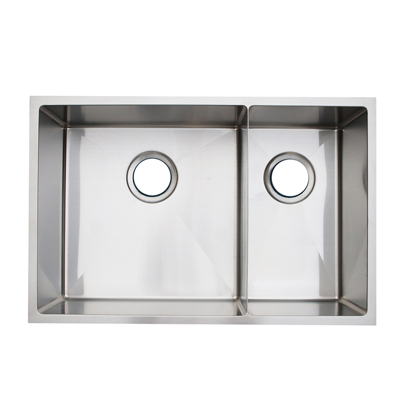 Prilagodljivi ručno izrađeni sudoper od nehrđajućeg čelika s dvostrukim zdjelama bez mosta