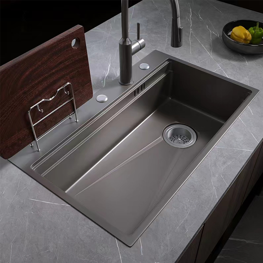 Нова тенденція багатофункціональна кухонна мийка для робочої станції Nano Grey