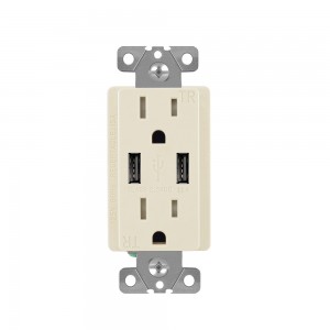 FTR15-3100 Dual USB Charger Wall Outlet 15Amp Receptacle