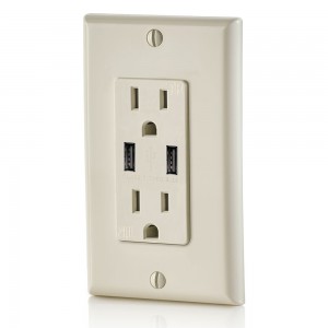 FTR15-3100 Dual USB Charger 3.1A Wall Outlet 15Amp Receptacle