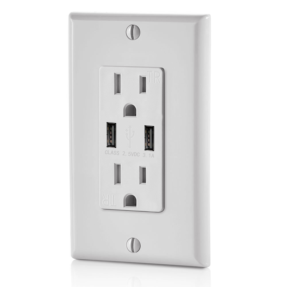Best Price on Electrical Outlets With Usb Ports - FTR15-3100 Dual USB Charger Wall Outlet 15Amp Receptacle – Fahint