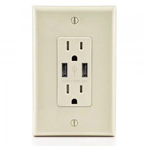 FTR15-3600 Dual USB Charger 3.6A Wall Outlet 15Amp Receptacle