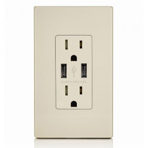 FTR15 Dual USB Charger 4.2A Wall Outlet 15Amp Receptacle