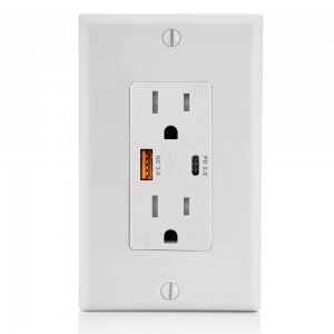 Good Quality Usb Wall Plate Charger - FTR15QC Dual USB Quick Charger Wall Outlet 15Amp Receptacle – Fahint
