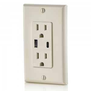 FTR15C-3100 Dual USB Charger Type A +C Wall Outlet 15Amp Receptacle