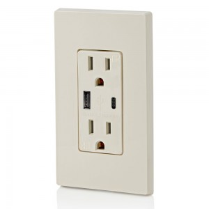 FTR15C Dual USB Charger Type A +C Wall Outlet 15Amp Receptacle