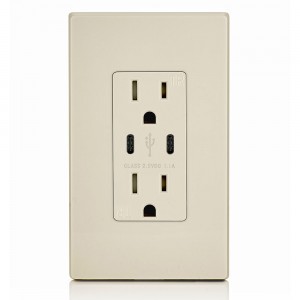 FTR15DC-3100 Dual USB Charger Type C Wall Outlet 15Amp Receptacle