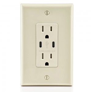 FTR15DC-3100 Dual USB Charger Type C Wall Outlet 15Amp Receptacle
