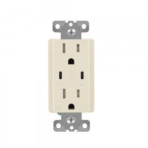 FTR15DC-3600 Dual USB Charger Type C Wall Outlet 15Amp Receptacle
