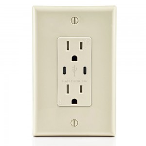 FTR15DC-3600 Dual USB Charger Type C Wall Outlet 15Amp Receptacle