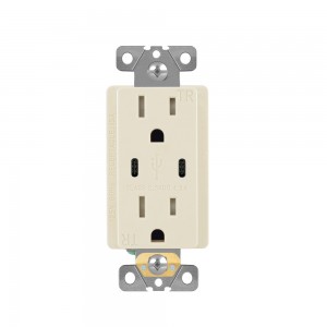 FTR15DC Dual USB Charger Type C Wall Outlet 15Amp Receptacle