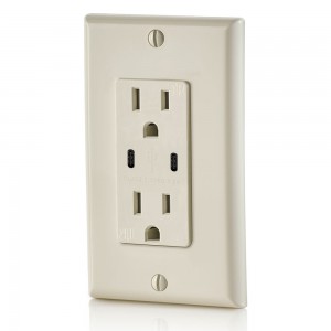FTR15DC Dual USB Charger Type C Wall Outlet 15Amp Receptacle