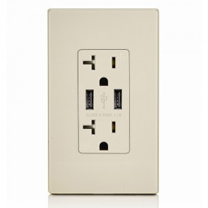 FTR20-3100 Dual USB Charger 3.1A Wall Outlet 20Amp Receptacle