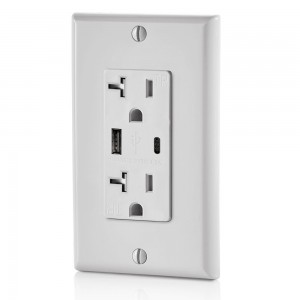 FTR20C Dual USB Charger Type A +C Wall Outlet 20Amp Receptacle