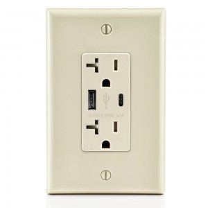 FTR20C-3100 Dual USB Charger Type A +C Wall Outlet 20Amp Receptacle