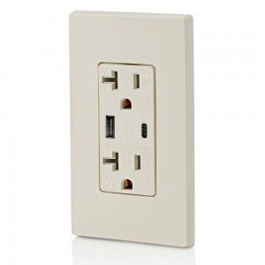 FTR20C Dual USB Charger Type A +C Wall Outlet 20Amp Receptacle