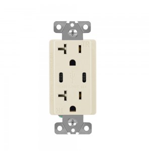 FTR20DC-3100 Dual USB Charger Type C Wall Outlet 20Amp Receptacle