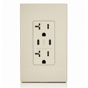 FTR20DC-3100 Dual USB Charger Type C Wall Outlet 20Amp Receptacle