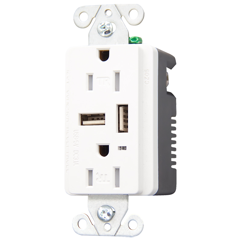 Faith USB Wall Outlets CZ-05 3.1 Amp Dual USB Charger, 15 Amp Duplex Tamper Resistant Outlet