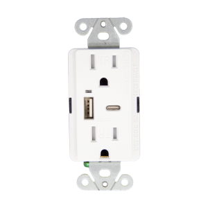 Faith UL Listed 15A/125V Duplex Tamper Resistant Electrical Outlet na may 3.6A/5V Type A At C USB Outlet Ports