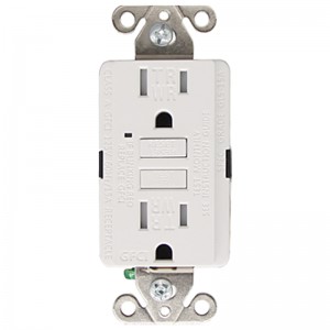 Faith 15 Amp 125 V Self-Test Tamper At Weather-Resistant Duplex Electrical GFCI Outlet na May Wall Plate