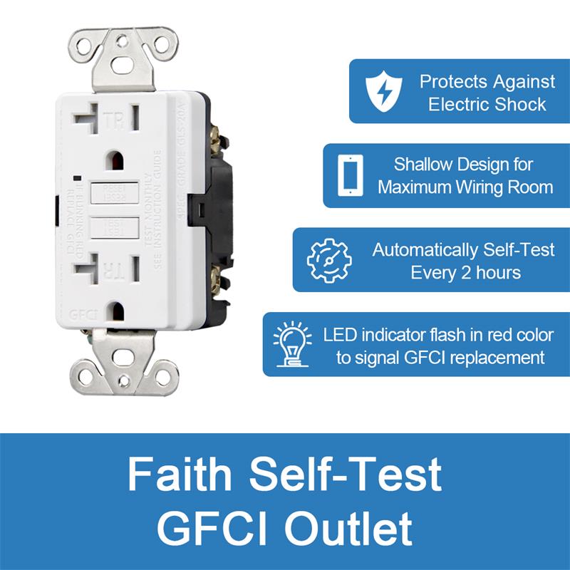 Faith GFCI Outlets GLS-20A TR Self-test 20Amp Tamper-Resistant GFCI Electrical Outlet