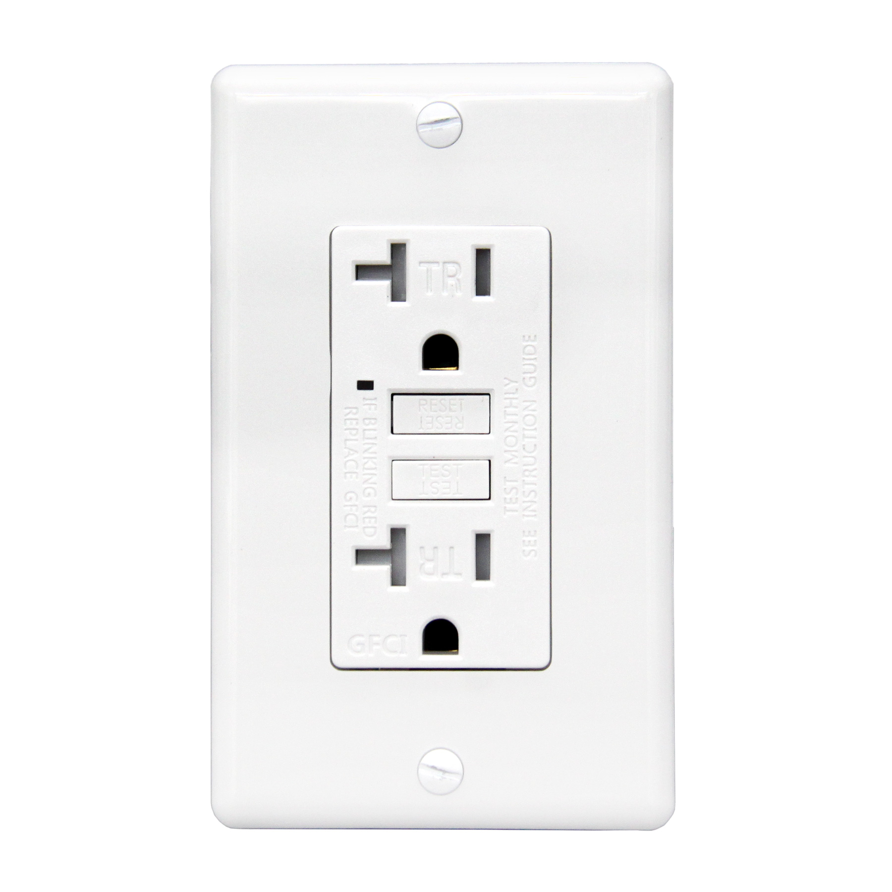 Faith UL Listed 20 Amp Self-Test GfCI Tamper Resistant Electrical GFCI Duplex Receptacle With Wall Plate