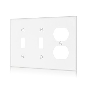 3 Gang Combo Wall Plate 2 Toggle/1 Duplex outlet opening, SSC-TTRE