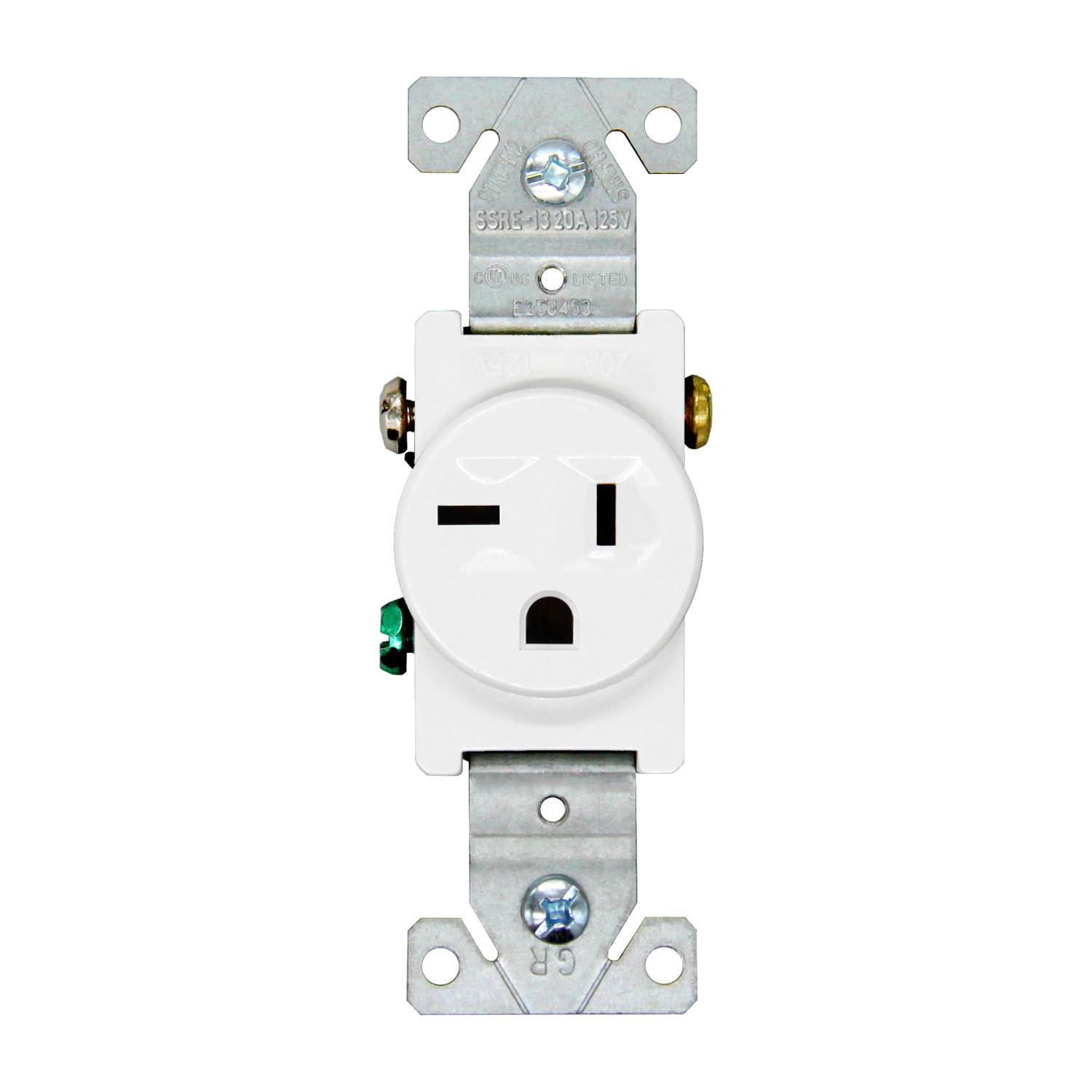 UL Listed Grounding Screw 20 Amp single Receptacle, 3-Wire, 2-Pole, 5-20R, SSRE-13 Featured Image