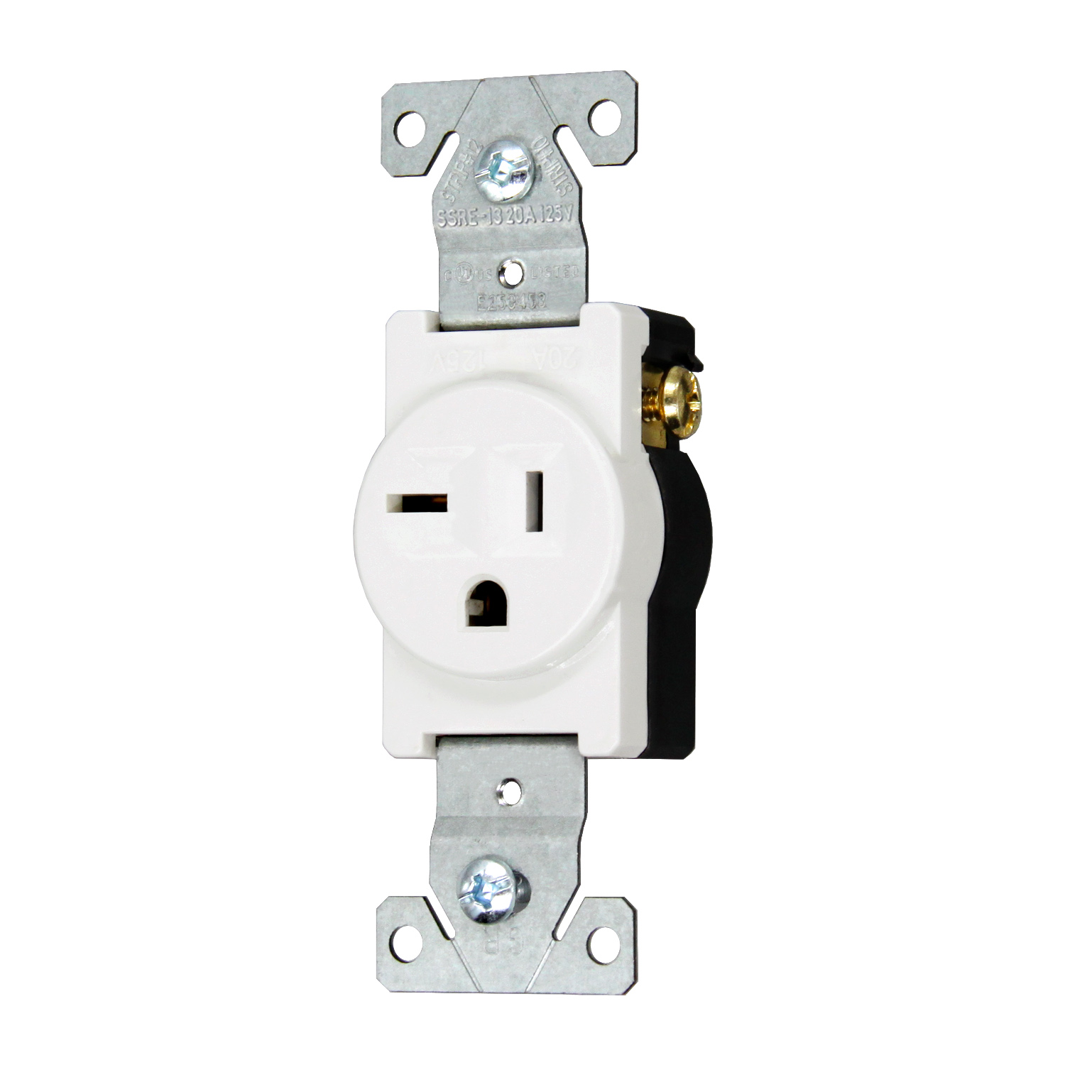 UL Listed Grounding Screw 20 Amp single Receptacle, 3-Wire, 2-Pole, 5-20R, SSRE-13