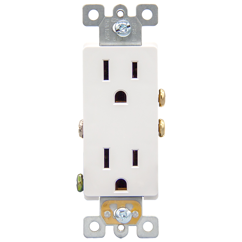 Faith UL Listed 15 Amp 125V 60Hz Self-Grounding Decorator Receptacle With Back & Side Wire