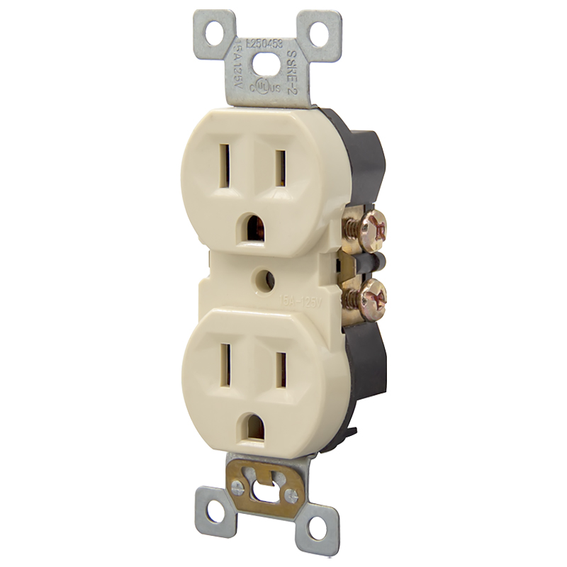 Residential Grade Self-Grounding 15A Standard Duplex Receptacle 125V with UL/CUL Certificate
