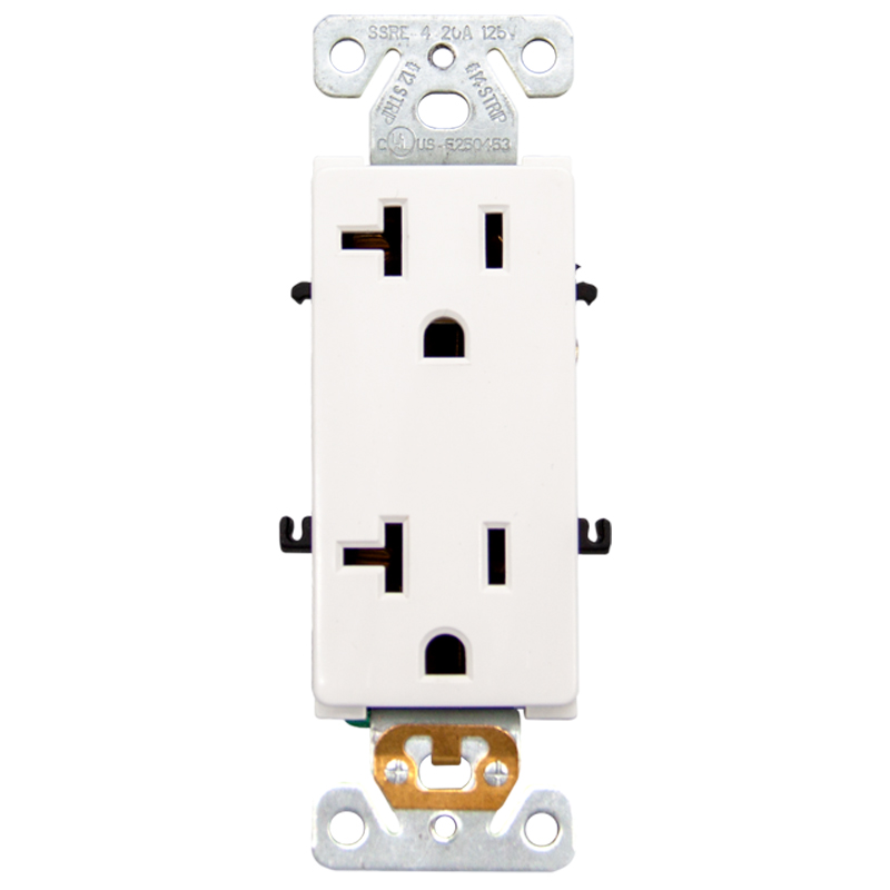 Faith UL Listed 20 Amp 125V 60Hz Self-Grounding Decorator Receptacle  With Back & Side Wire, Residential Grade