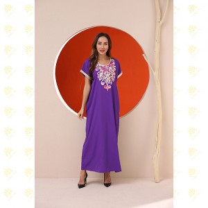 JK024 3 rangi Vazi la Kifahari Embroidery Muslim Kaftan Long Dress