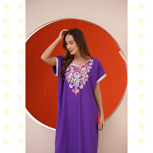JK024 3 color Elegant Robe Embroidery Muslim Kaftan Long Dress