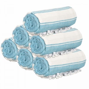 blått badehåndkle