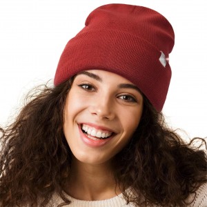 Womens Saitn Lined Knit Beanie Hat Acrylic Winter Hats