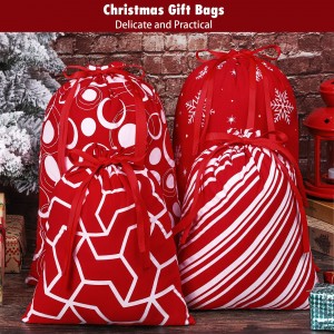 Karácsonyi táskák Xmas pamutszövet húzózsinóros táskák5