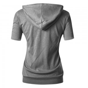 Comfortable Short Sleeve Lightweight Zip-up Hoodie with Pocket10