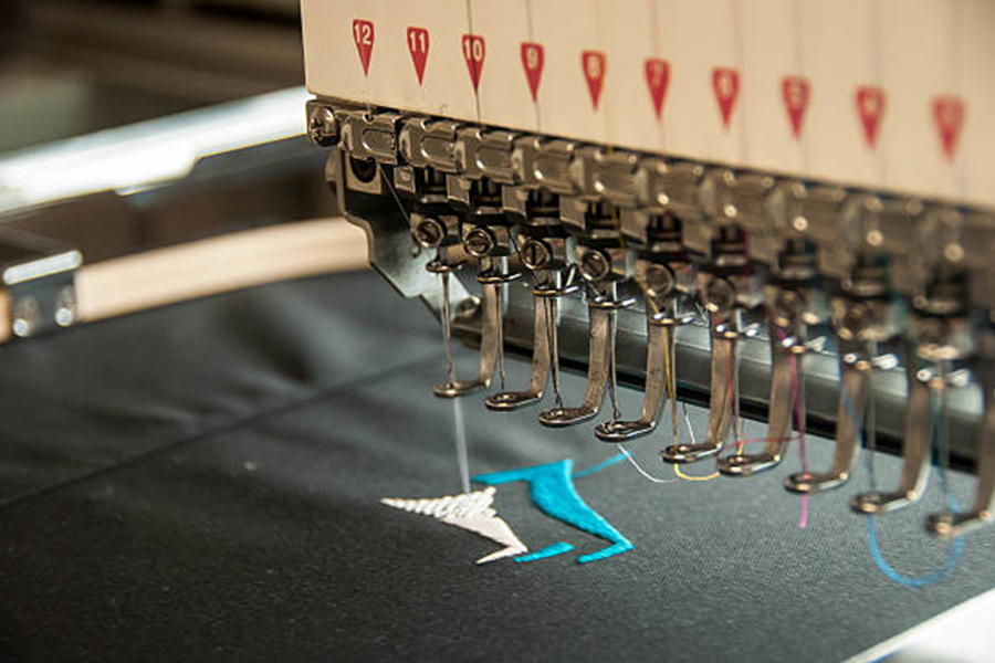 Embroidery machine at work