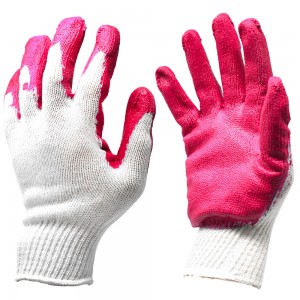 Rękawice ochronne z czerwoną gumą lateksową, antypoślizgowe i powlekane dłonią1