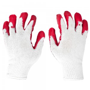 Protišmykové červené latexové gumené pracovné rukavice na dlani 5
