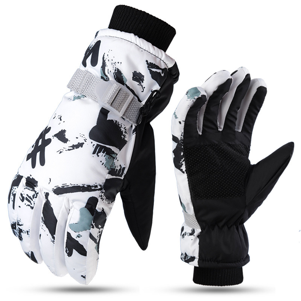 Outdoor White Graffiti Ski Gloves 1