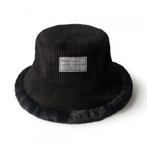 I-Reversible Fisherman Cap Soft Fluffy Bucket Hat Corduroy1